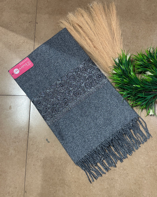 Organza embroidered patch woollen stoles