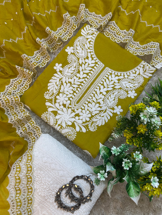 Chikankari soft cotton suits with Chikankari dupatta and bottom