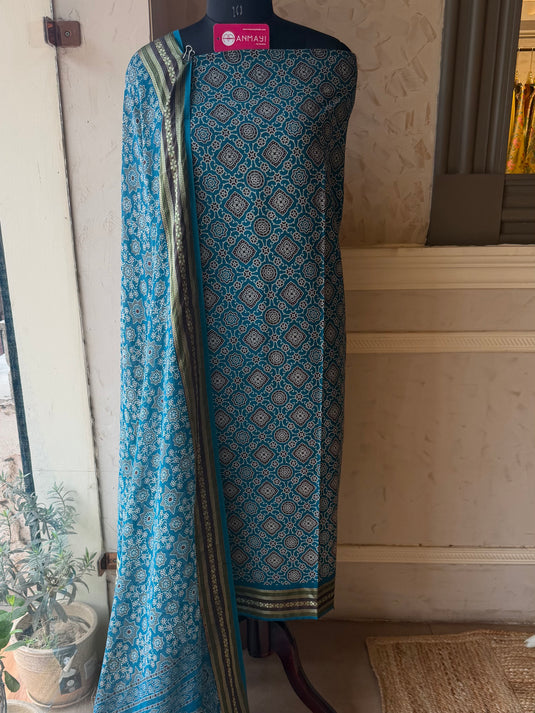 Manglagiri ajrakh cotton suit set