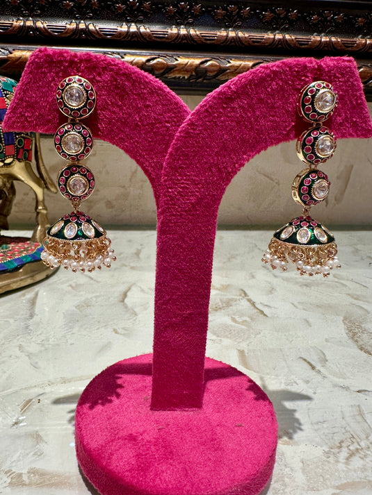 3 step meenakari jhumki
