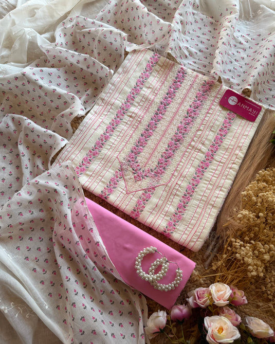Lucknawi work combibation cream suit set