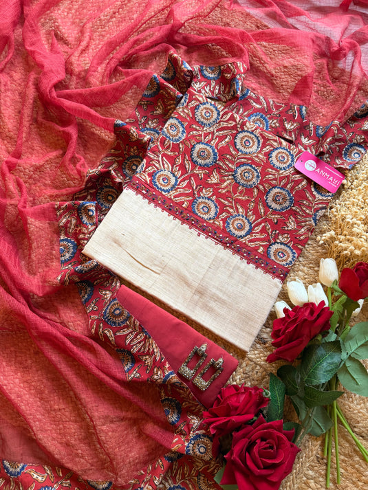 Ajrakh choli soft handloom suit set with soft Kota dupatta