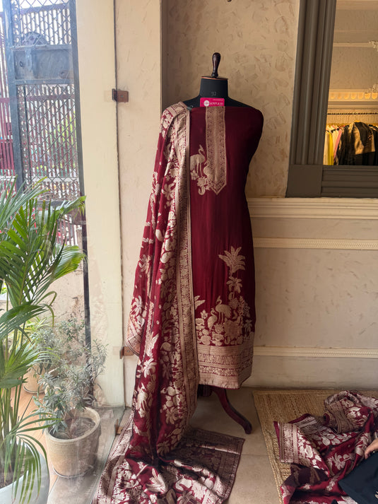 Festive zari taffeta silk suit set