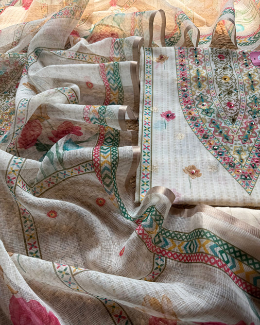 Kota Banarasi ivory fairy suit set