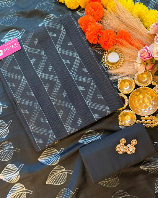 Shibori print pure mul chanderi suit set with pintex details