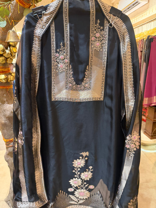 Festive zari taffeta silk suit set