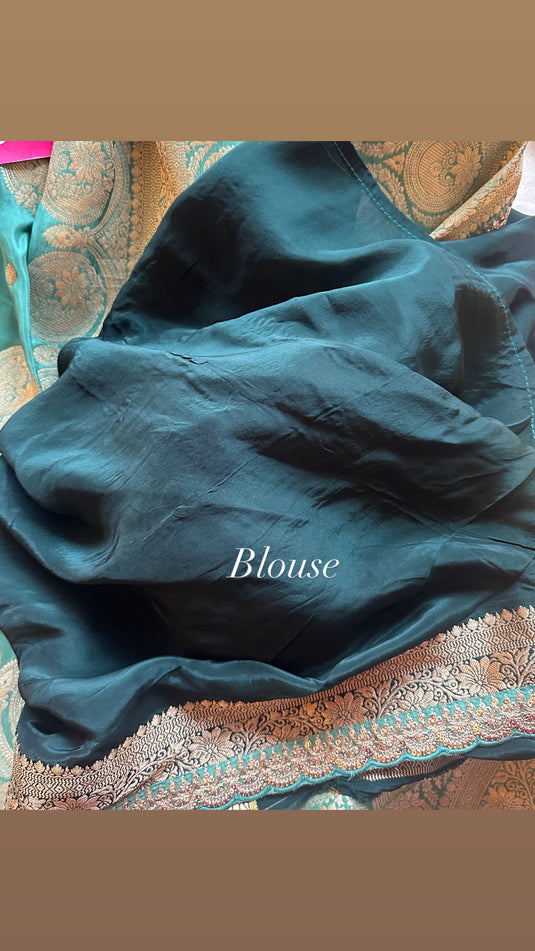 Banarasi dupian silk saree with lace and tassels