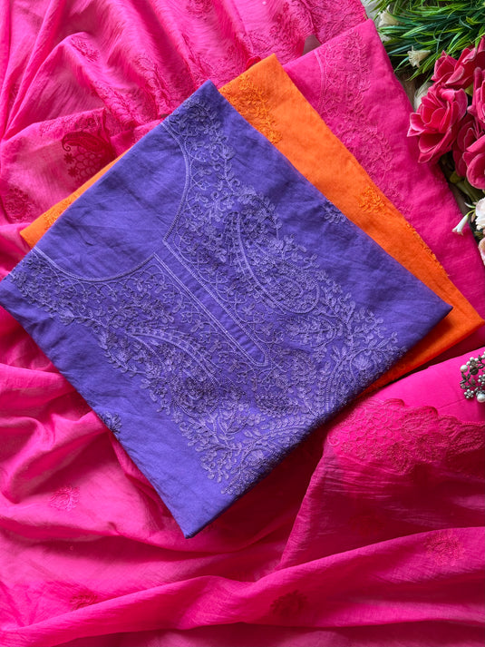 Self Aari Work festive Mul Chanderi suit set
