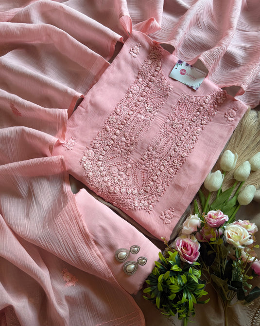 French knots wrinkled Mul cotton suit set