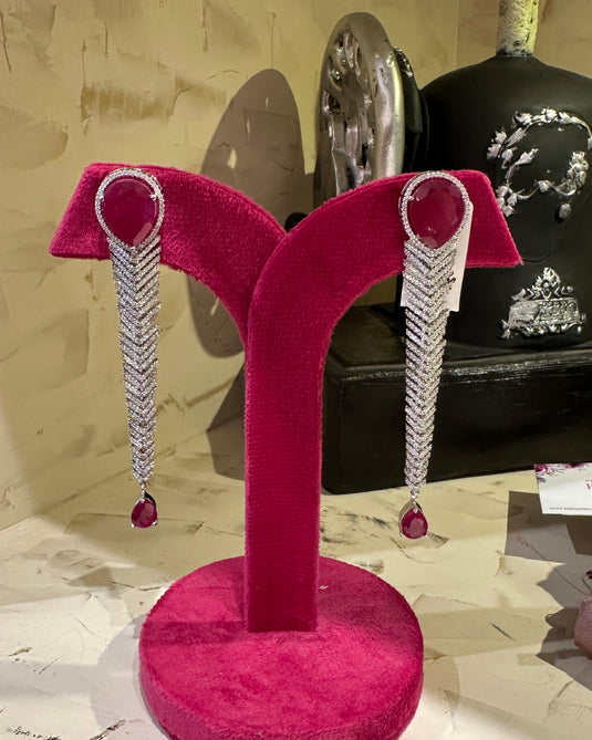 Leaf drop diamond earrings