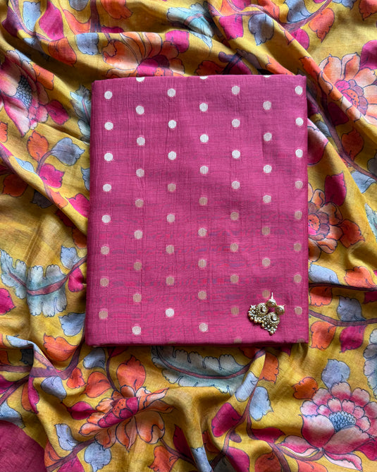 Mul Banarasi festive suits with kalamkari dupatta