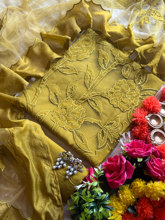 Festive modal cutwork net suit set