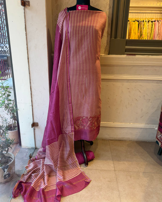 Stripes Kalamkari Maheshwari silk suit set