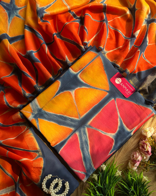 Shibori dye maheshwari suit set