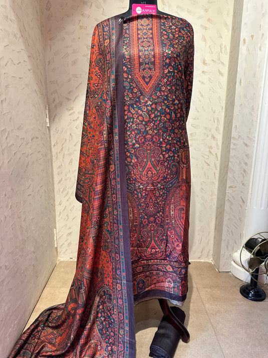 Kani print shawl suit set