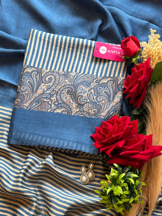 Stripes Kalamkari Maheshwari silk suit set