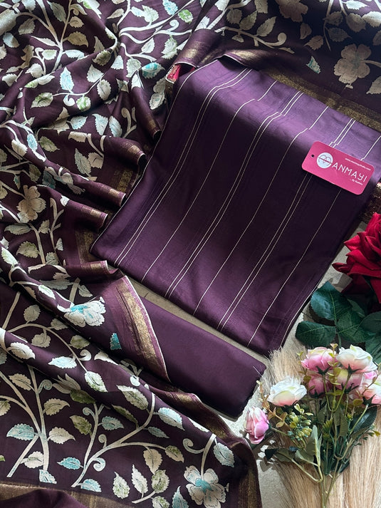 70 gms pure Chanderi weaving suit set with kalamkari dupatta