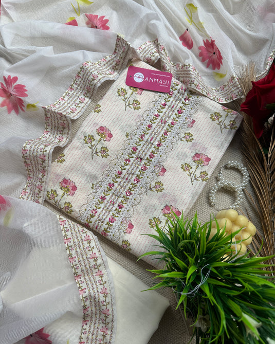 Soft creamy pure cotton suit sets