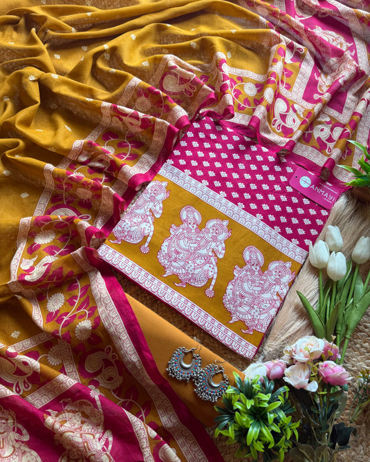 Goddess print Cambric cotton suit set