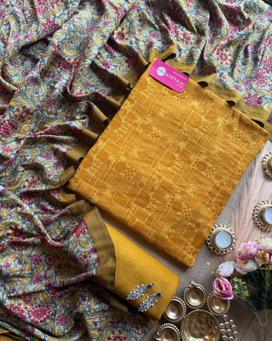 Pure pashmina self print with kalamkari shawl