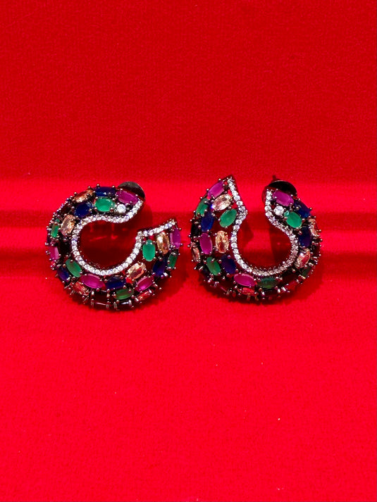 Metallic coloured stone hoops