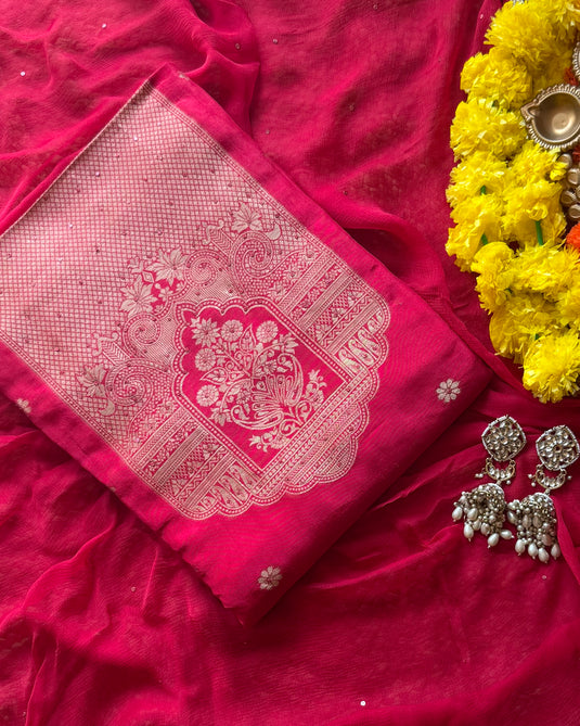 Maharani neck dolla silk suit set