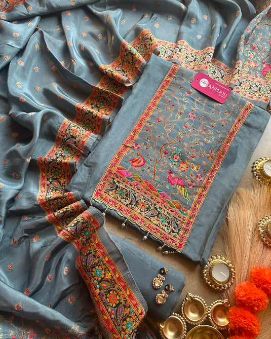 Dolla Silk flamingo Kani weave suit set