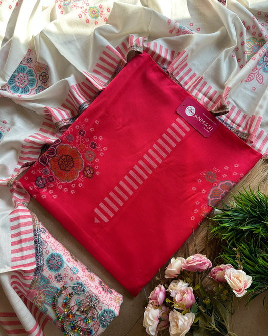 Combination floral Jamawar suit set