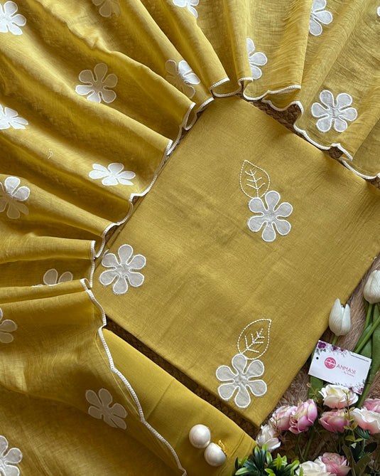 Appliqué patched work pure mul cotton suits
