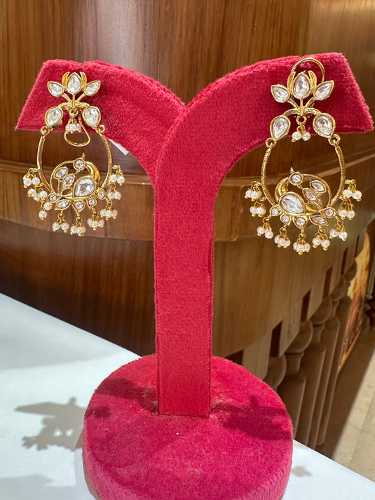 Swan Kundan pearl earrings