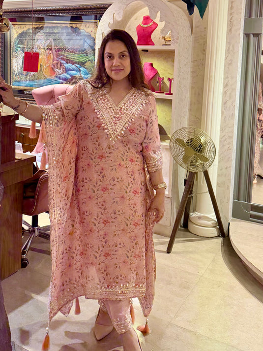 Pastel printed shimmer gotta work kaftan set