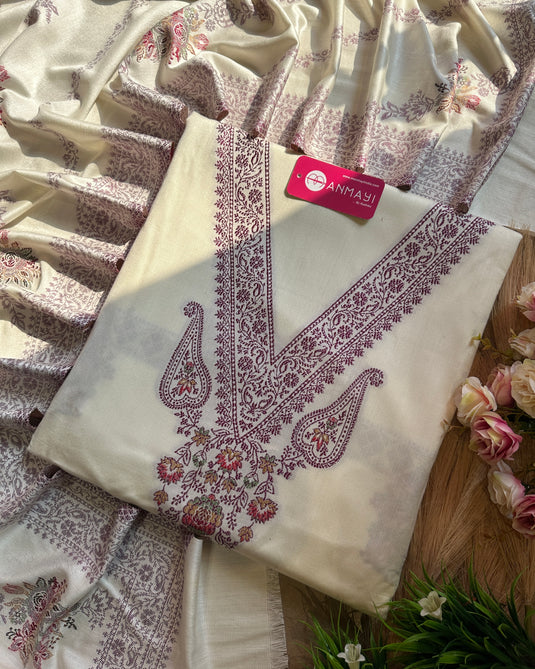 Jamawar v neck weaving suit set