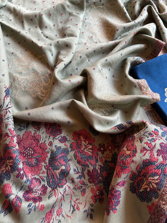 Jamawar flowery combination suit set