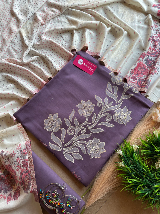 Jamawar flowery combination suit set