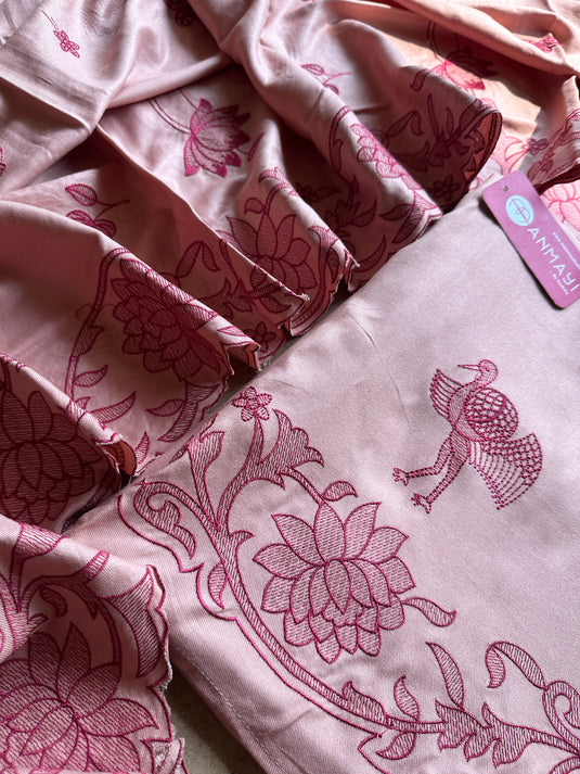 Pure pashmina swan embroidered cutwork suit set