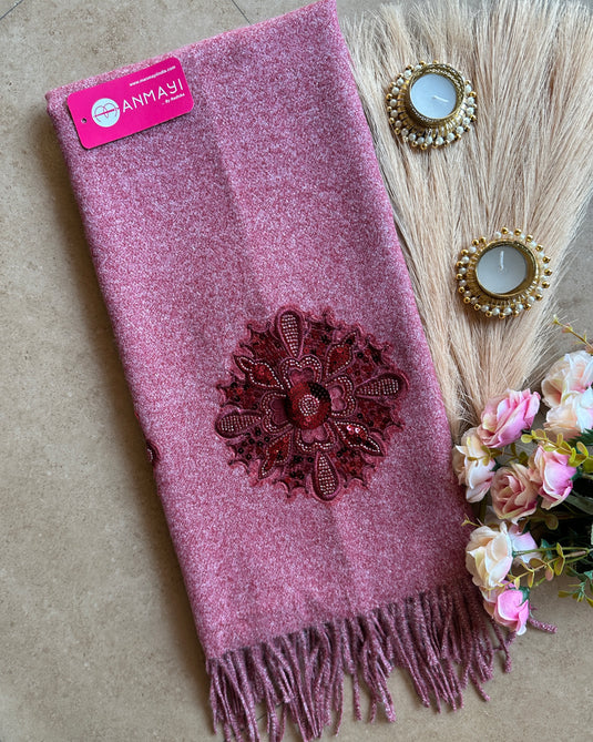 Patched organza flower stole