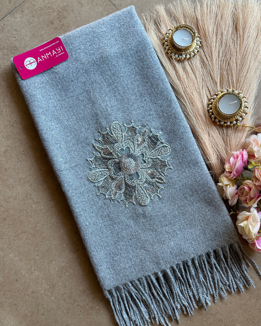 Patched organza flower stole