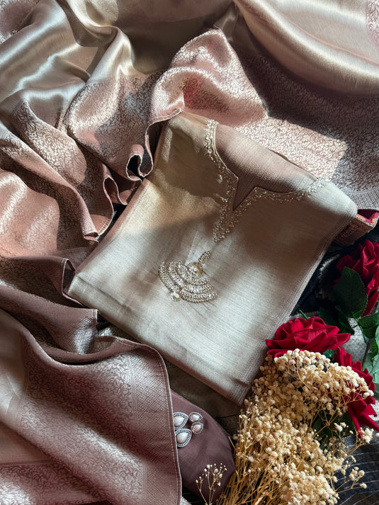 Kanjivaram copper suit set