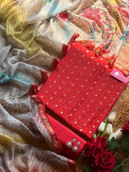 Pure Mul Banarasi with floral mul dupatta