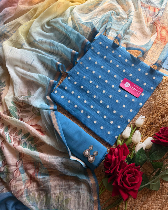 Pure Mul Banarasi with floral mul dupatta