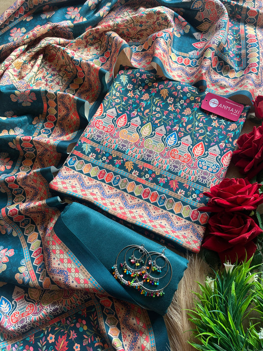 Digital coloured kani print soft spun suit