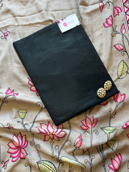 All over Linen Suit with lotus print dupatta