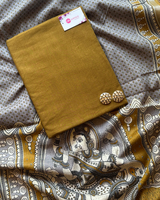 All over linen suit with Goddess print dupatta