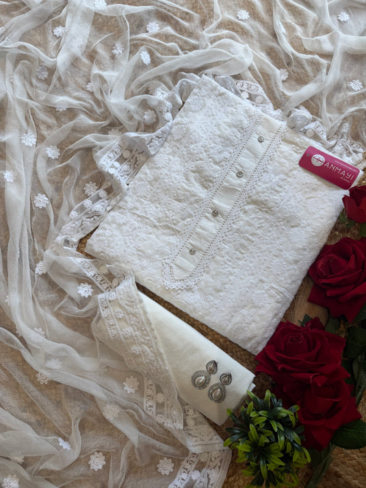 Lucknawi chikankari white suit