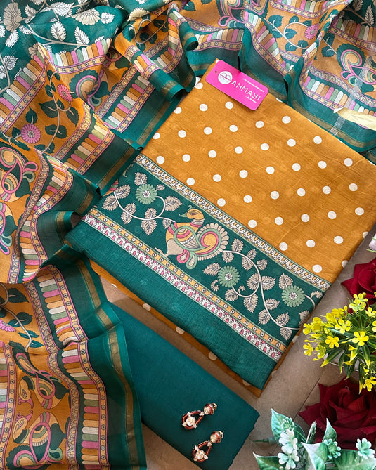 Polka dots pure maheshwari suit set