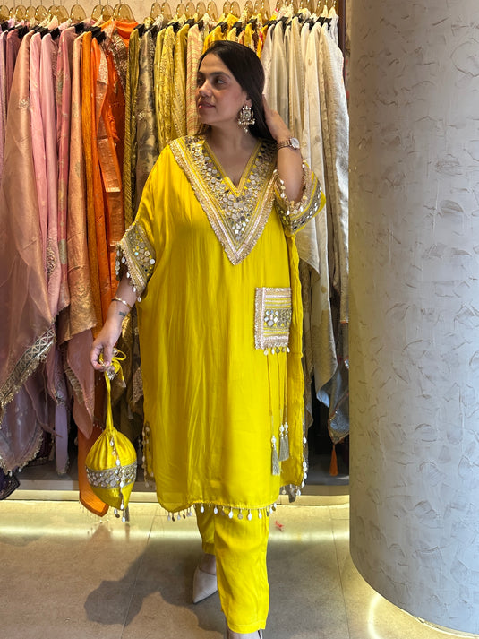 Organza mirror v neck choga set by Manmayi