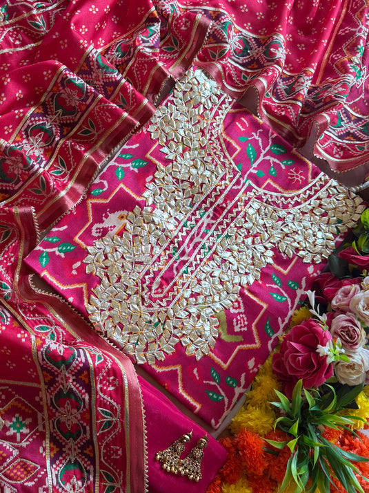 Art Tussar Patola print gotta work suit set